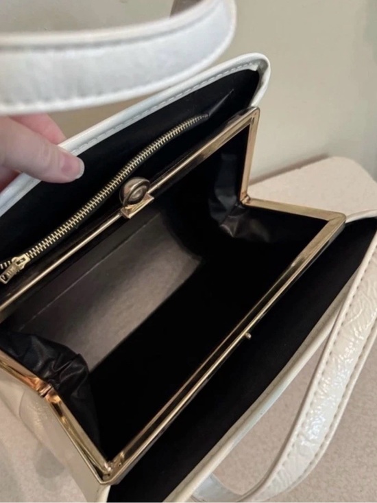 *unsure brand White Shoulder Bag with Red & Black Panels